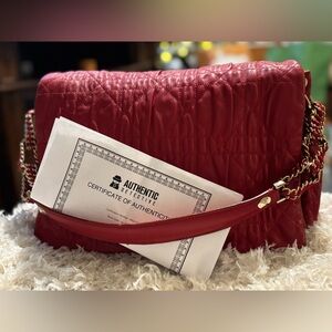 Dior Red Cannage Leather Delidior Flap Shoulder Bag w/ COA